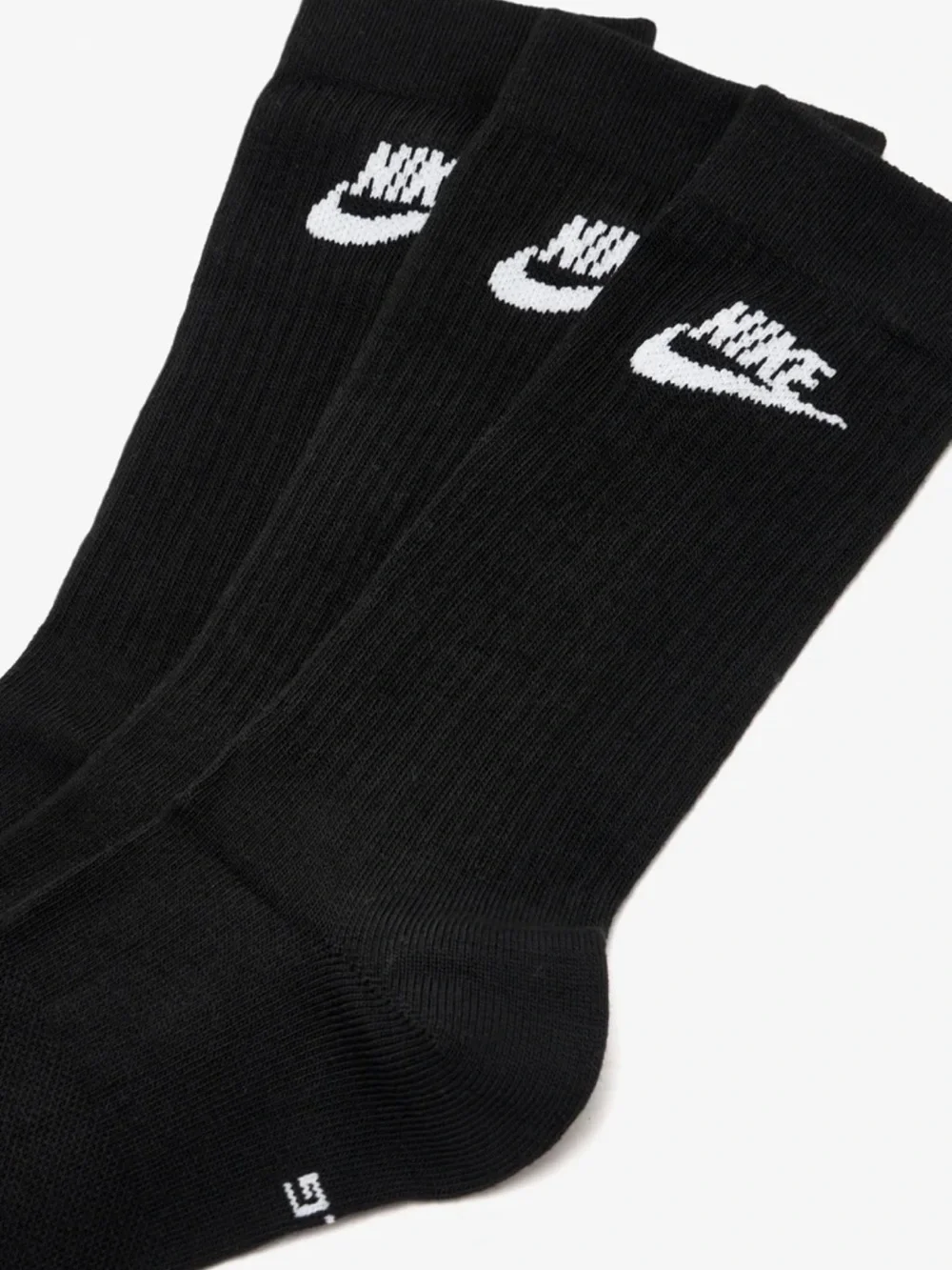 Nike Black Crew Athletic Socks with White Logo - 3 Pack